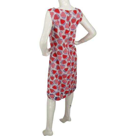 70s Vintage Reversible Polka Dot Strawberry All Over Print Dress S SMALL - Picture 6 of 16